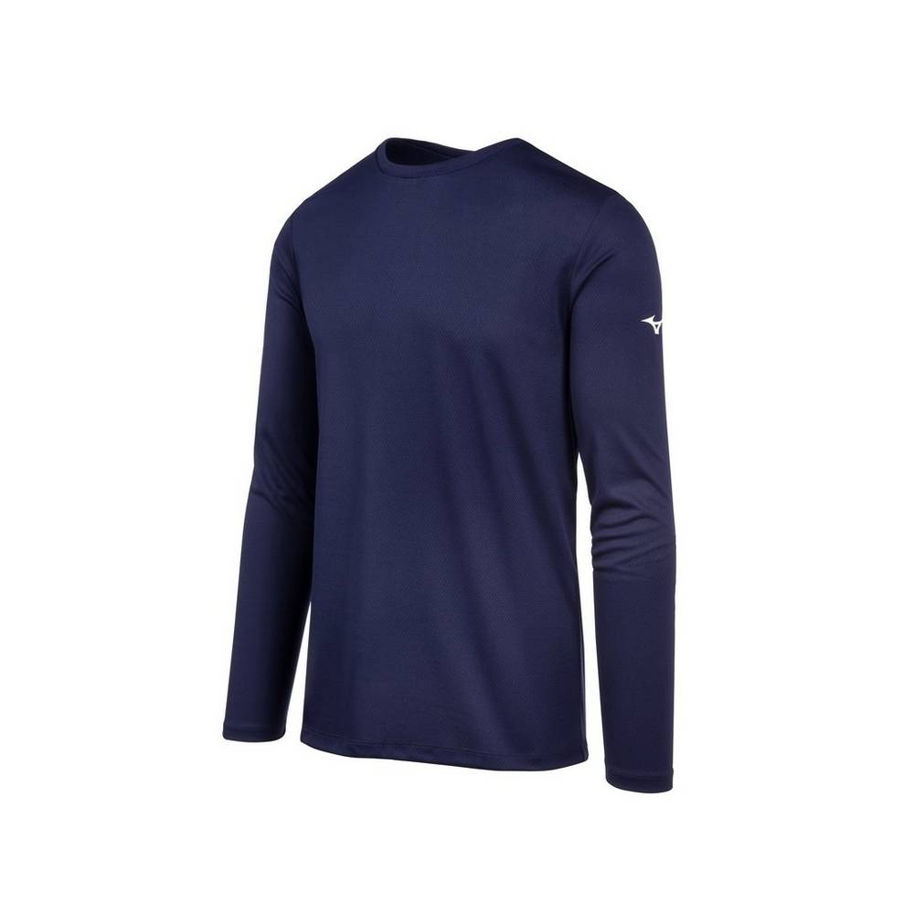Camisetas Mizuno Long Sleeve Para Hombre Azul Marino 0429786-IQ